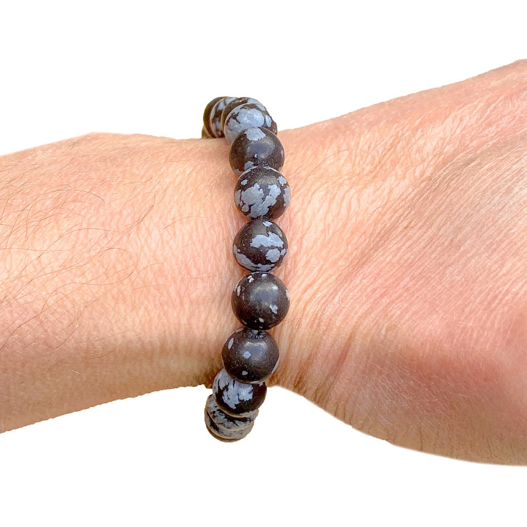 Snowflake Obsidian 8mm Beaded Healing Bracelet  ( 172165 )