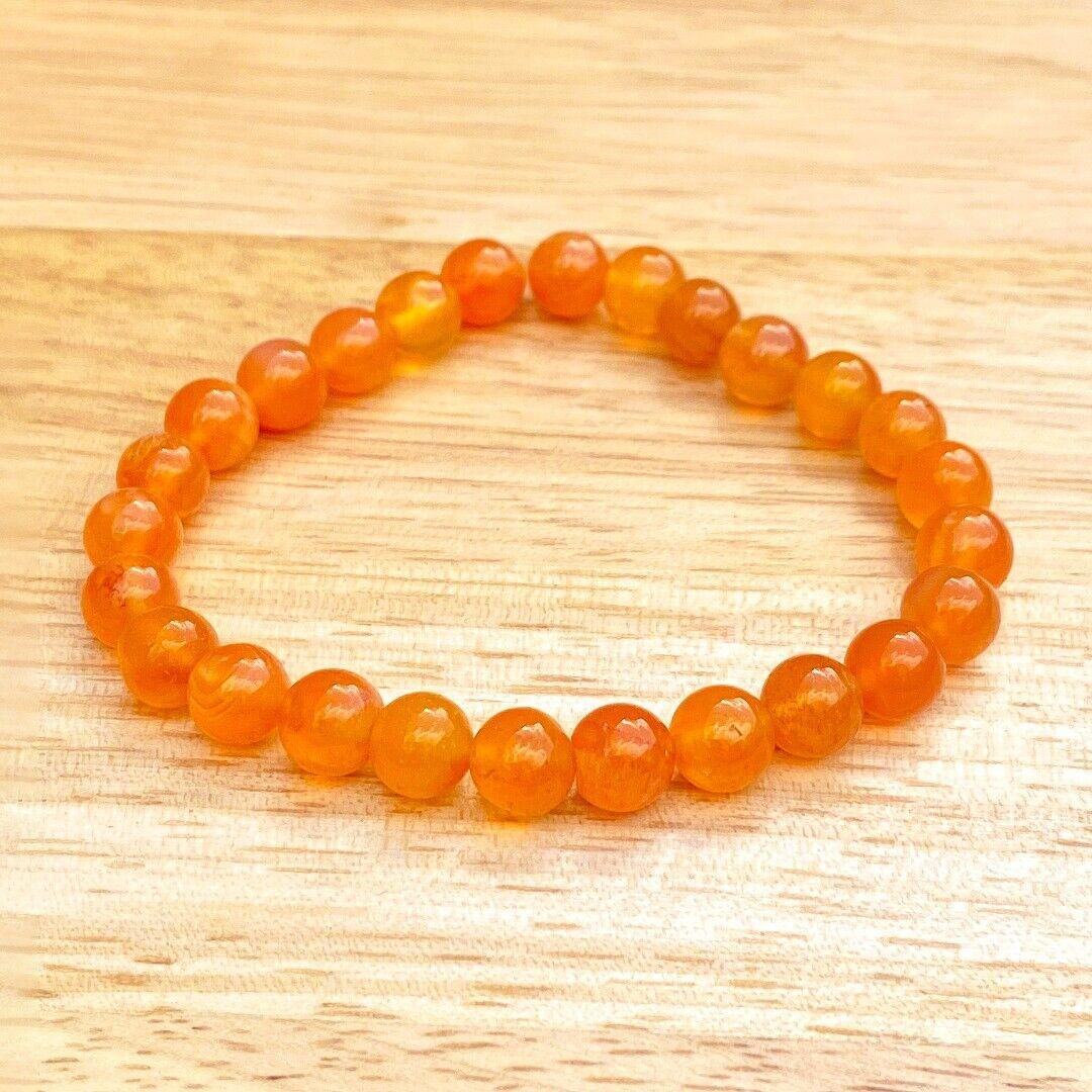 Carnelian 8mm Beaded Healing Bracelet  ( 937142 )