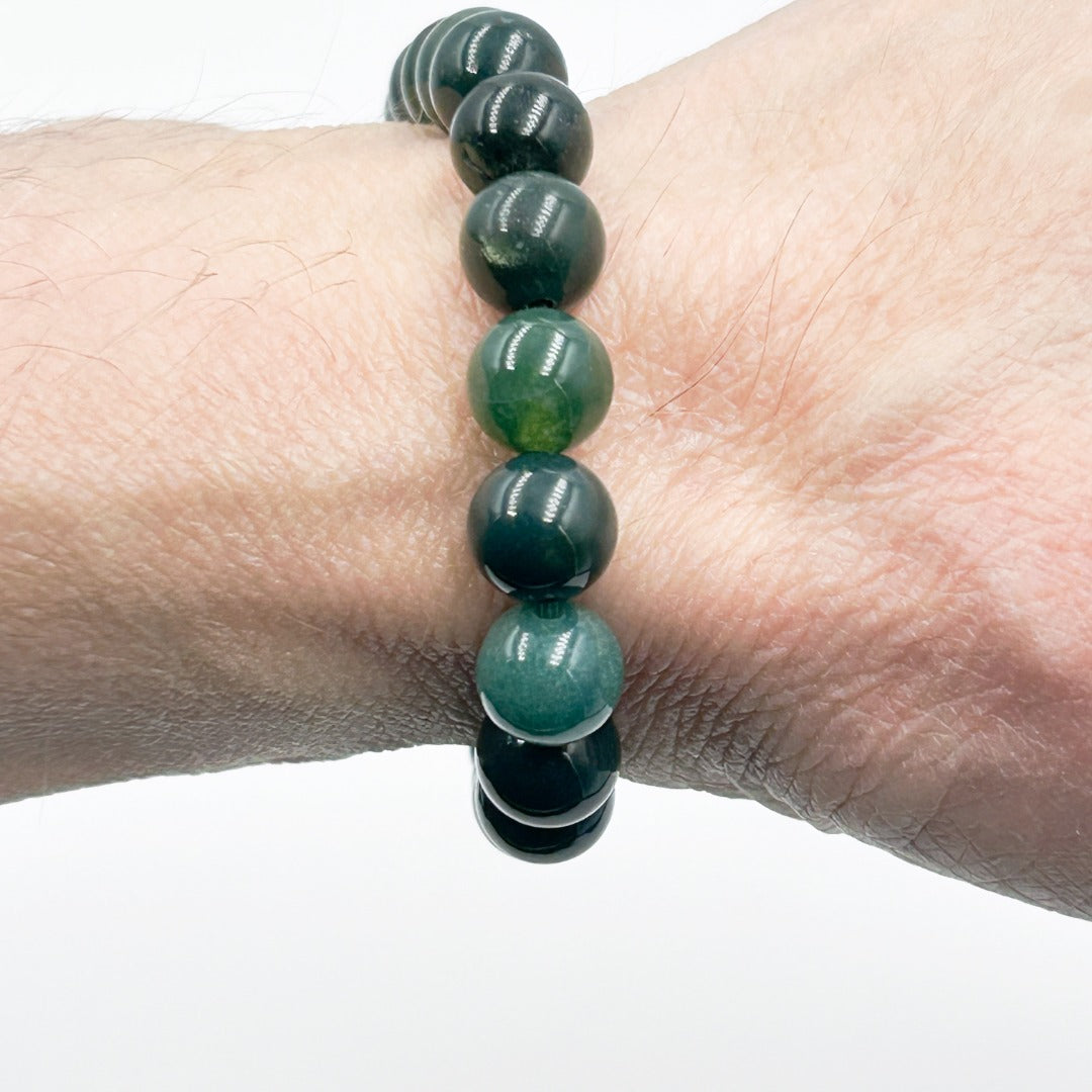 Moss Agate 8mm Beaded Healing Bracelet  ( 771764 )