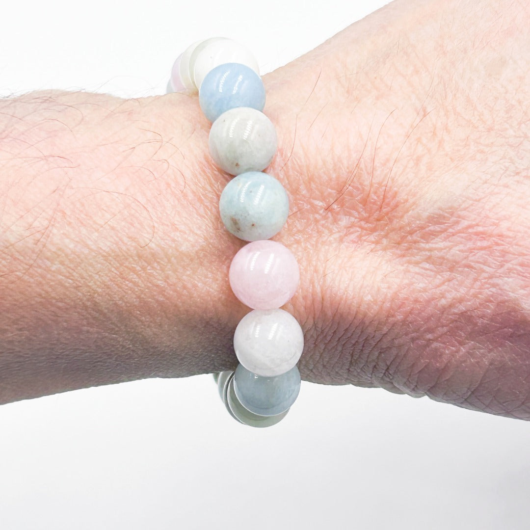 Morganite 8mm Beaded Healing Bracelet  ( 35856 )