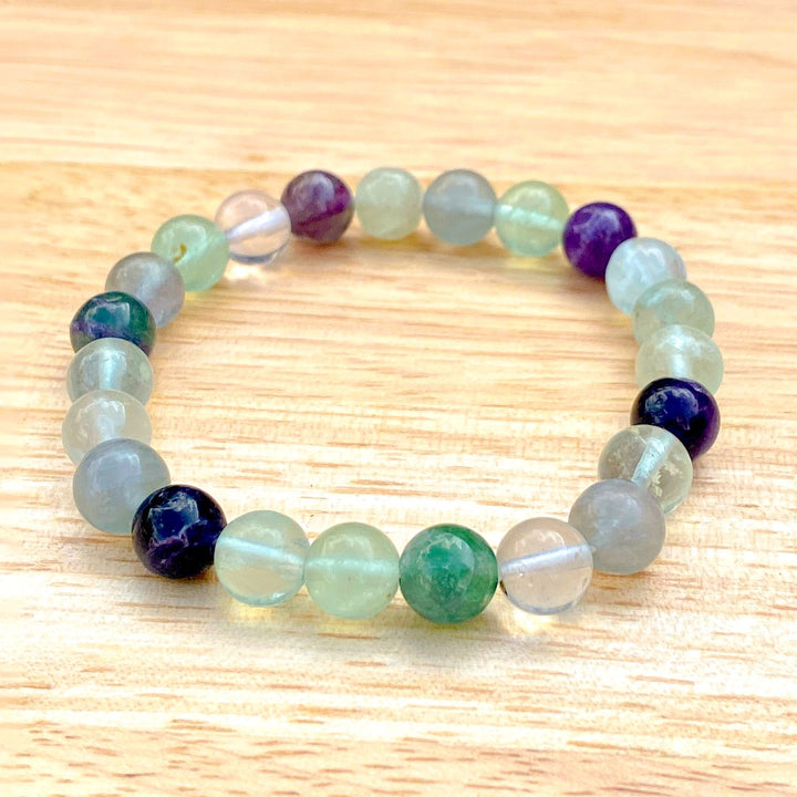 Fluorite 8mm Beaded Healing Bracelet  ( 608952 )