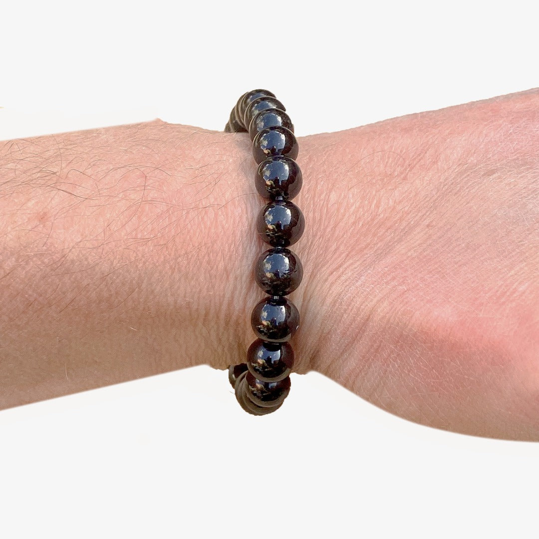 Black Obsidian 8mm Beaded Healing Bracelet  ( 801623 )