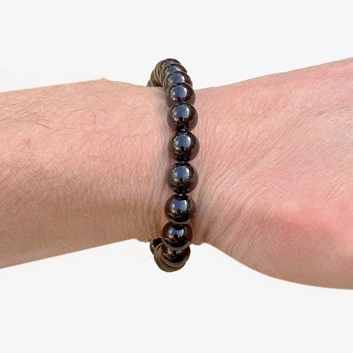 Black Obsidian 8mm Beaded Healing Bracelet  ( 801623 )