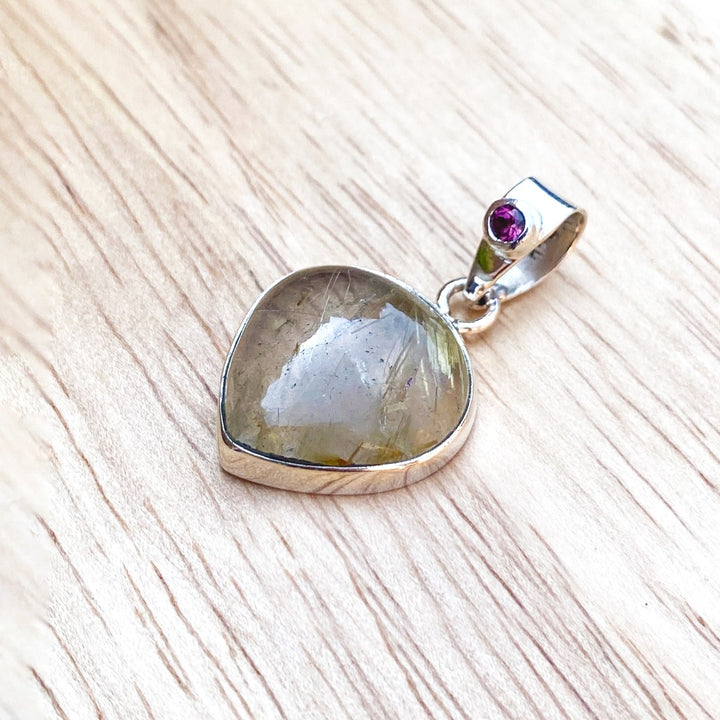Golden Rutilated Quartz Heart Shape Sterling Silver Pendant ( 335549 )