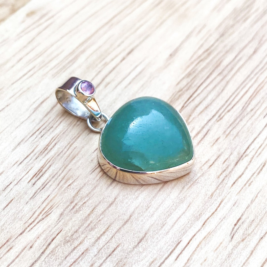Aventurine Heart Shape Sterling Silver Pendant ( 536484 )