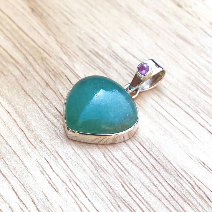 Aventurine Heart Shape Sterling Silver Pendant ( 536484 )