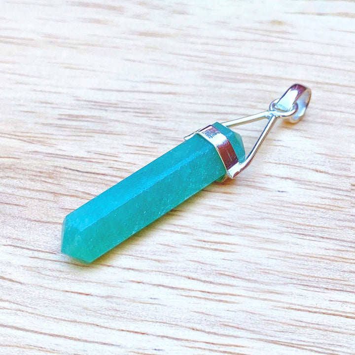 Aventurine Crystal Point Sterling Silver Pendant ( 327679 )