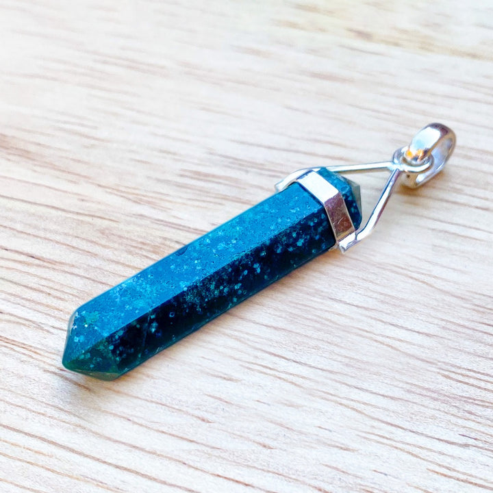 Dragon Blood Jasper Crystal Point Sterling Silver Pendant ( 462198 )