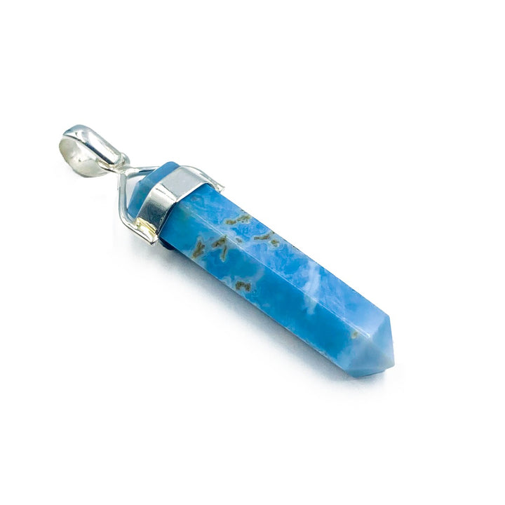 Blue Opal Crystal Point Sterling Silver Pendant ( 65956 )