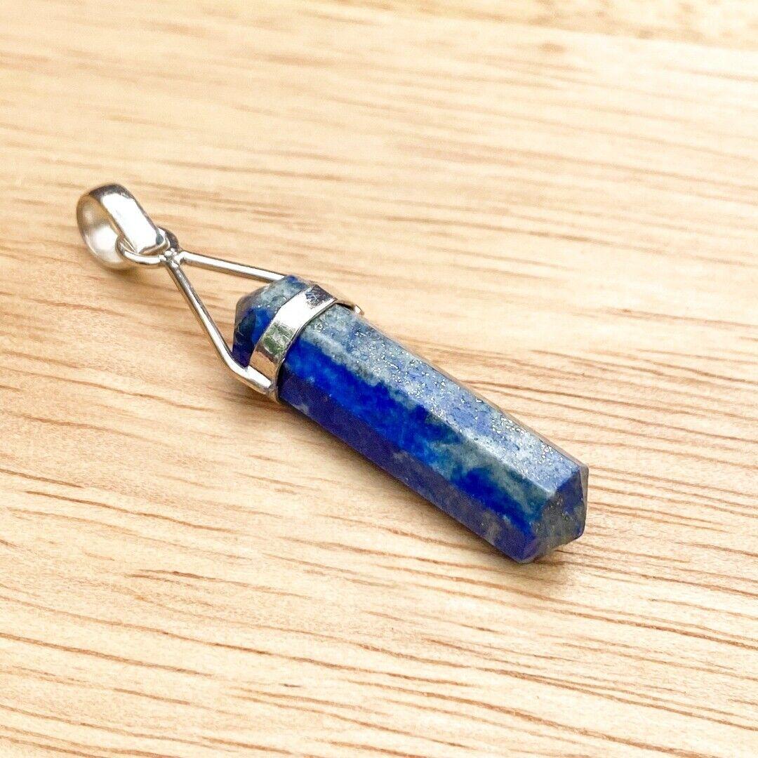 Lapis Lazuli Crystal Point Sterling Silver Pendant ( 490460 )