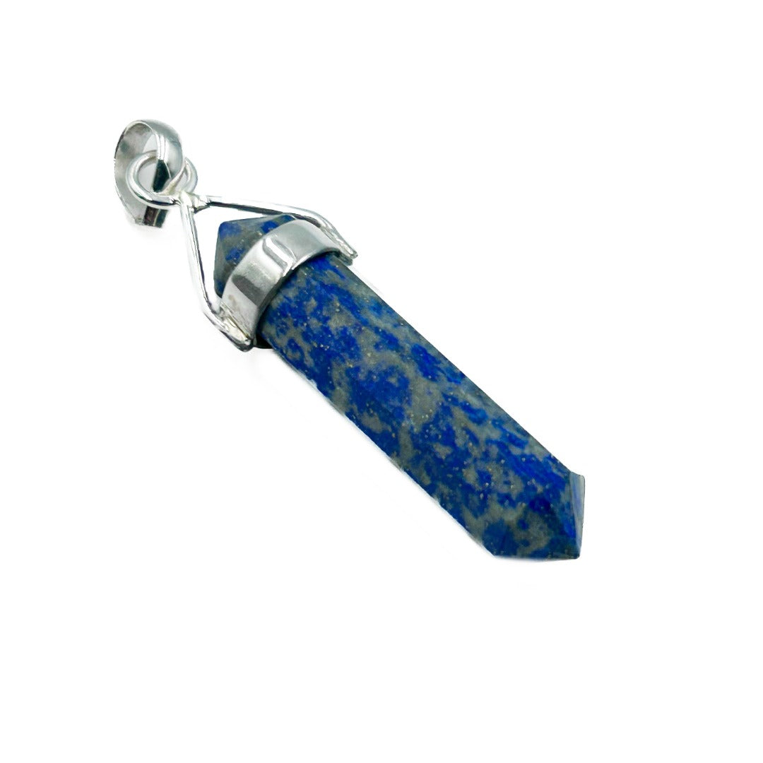 Lapis Lazuli Crystal Point Sterling Silver Pendant ( 490460 )