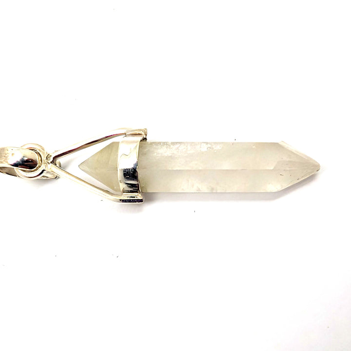 Golden Rutile Silver Point Pendant Double Terminated Crystal