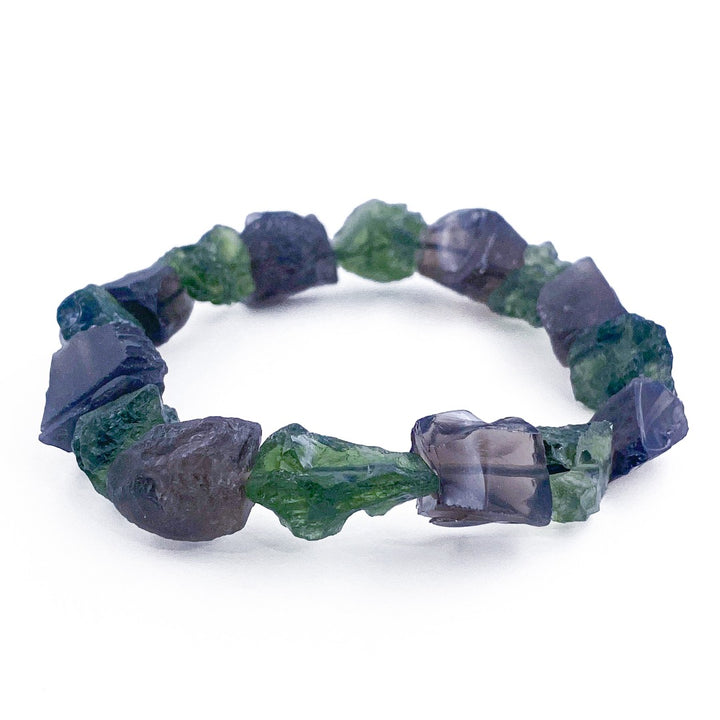 Moldavite Cintamani Tektite Bracelet 7 Inch ( 474006 )