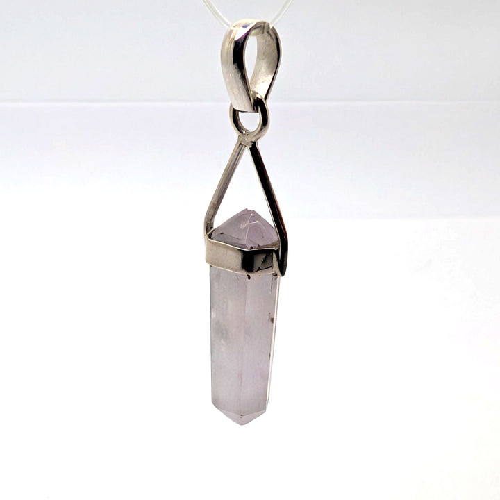 Kunzite Silver Pendant Natural Point Crystal