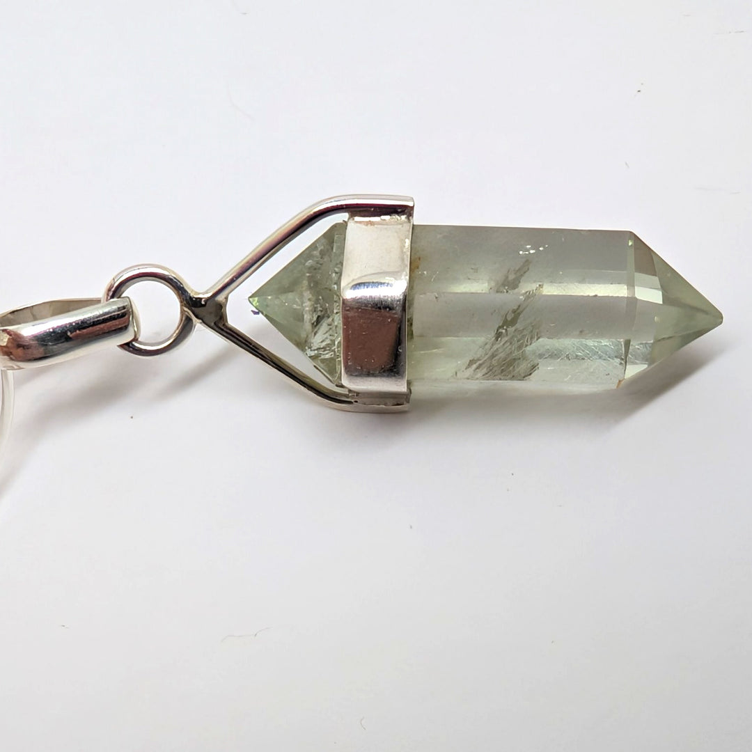 Prasiolite Sterling Silver 925 Pendant Green Quartz Point 3.74g