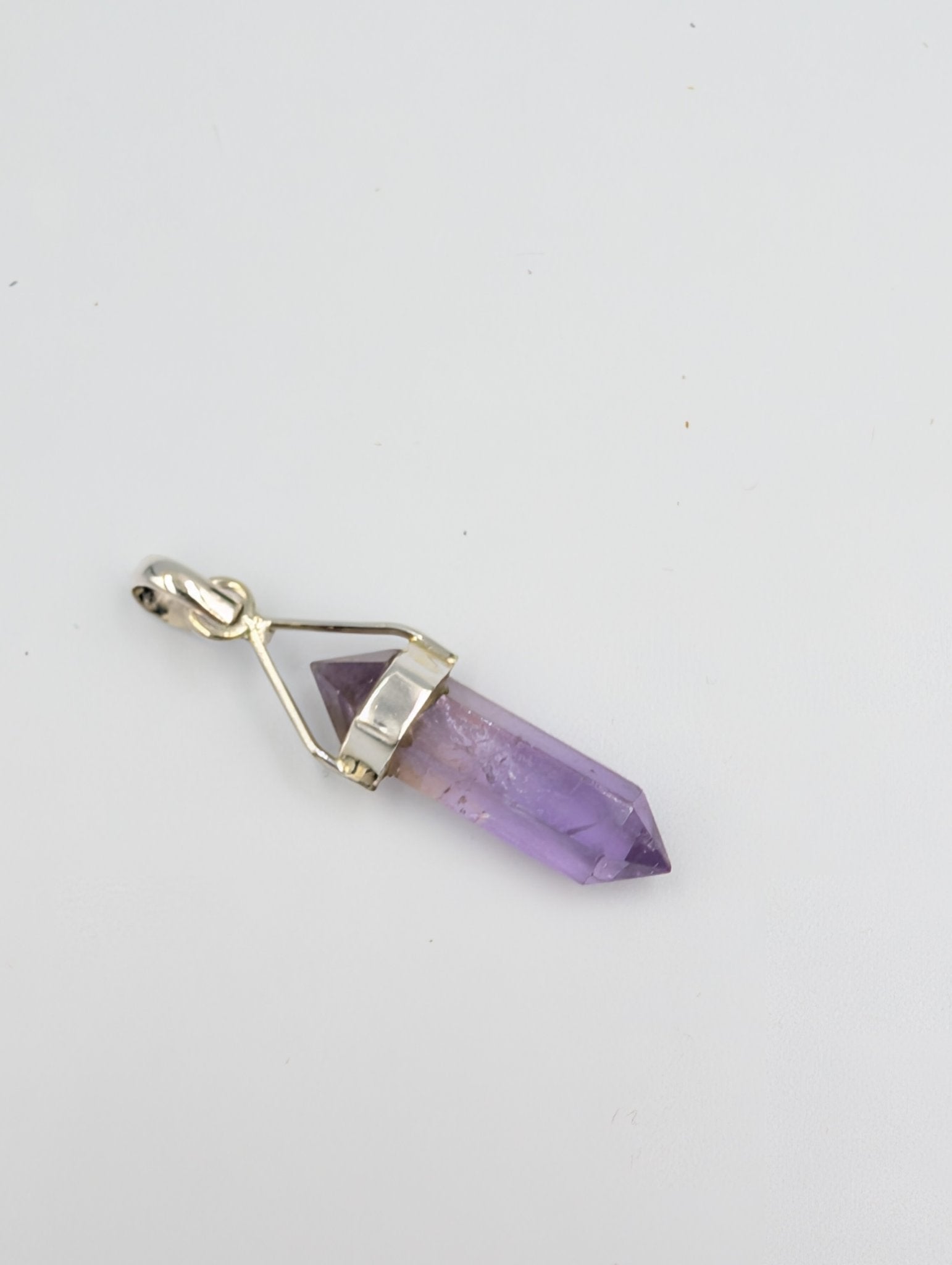 Amethyst Crystal Point Pendant - Sterling Silver | Double Terminated Gemstone Wand Necklace