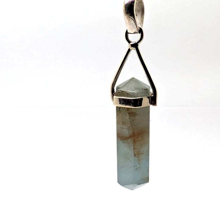 Aquamarine Silver Pendant Natural Point Crystal
