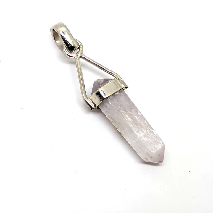 Kunzite Silver Pendant Natural Point Crystal