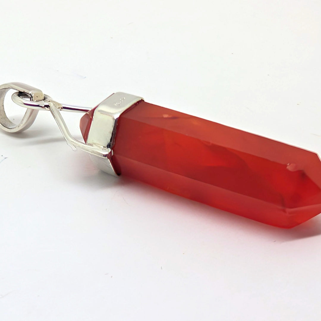 Carnelian Silver Point Pendant Double Terminated Crystal
