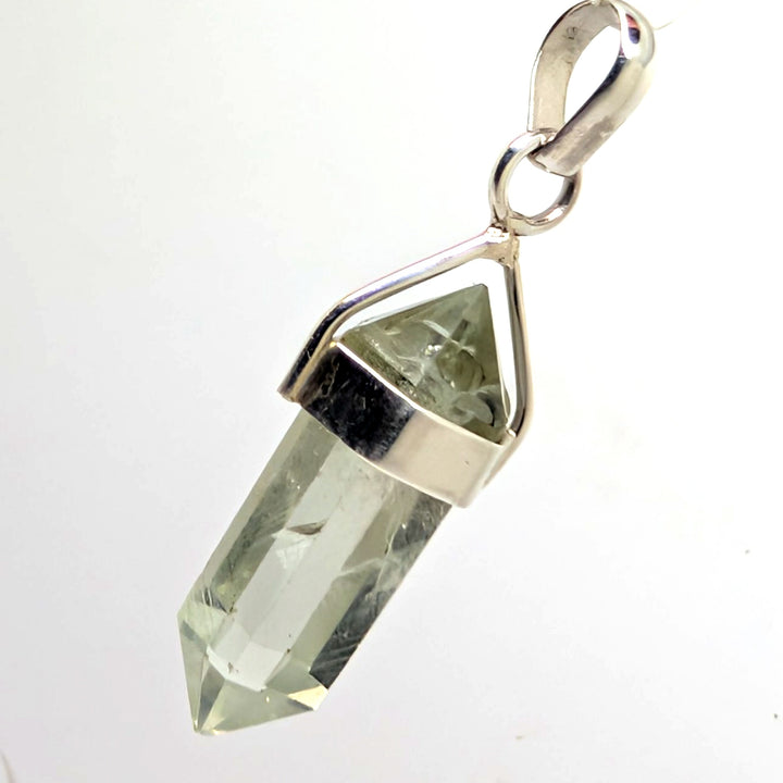 Prasiolite Sterling Silver 925 Pendant Green Quartz Point 3.74g