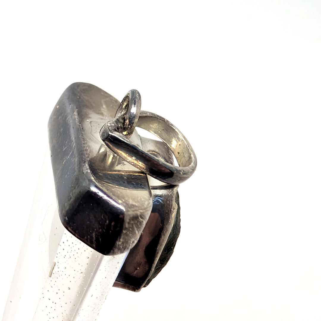 Moldavite & Clear Quartz Point Silver Pendant