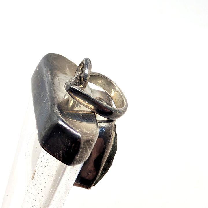Moldavite & Clear Quartz Point Silver Pendant