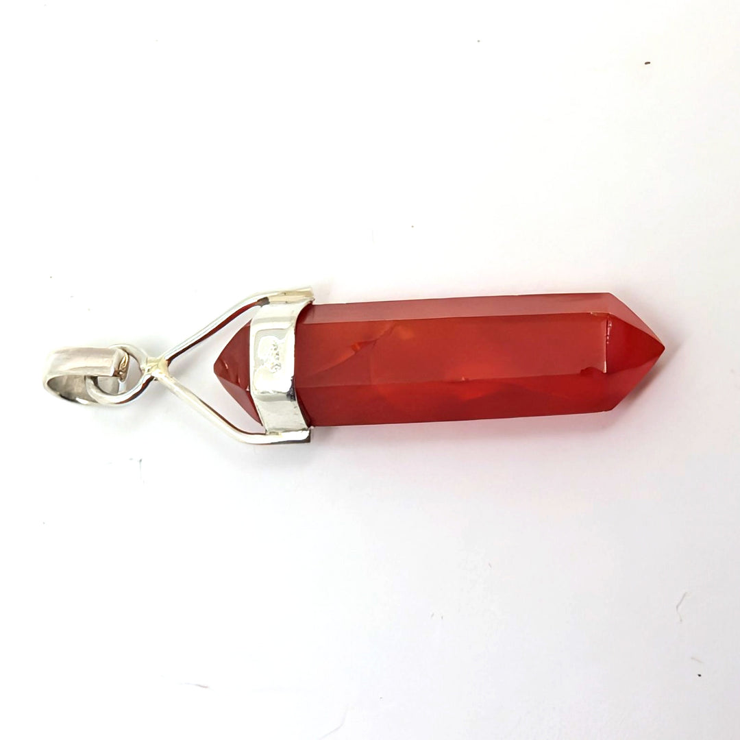 Carnelian Silver Point Pendant Double Terminated Crystal