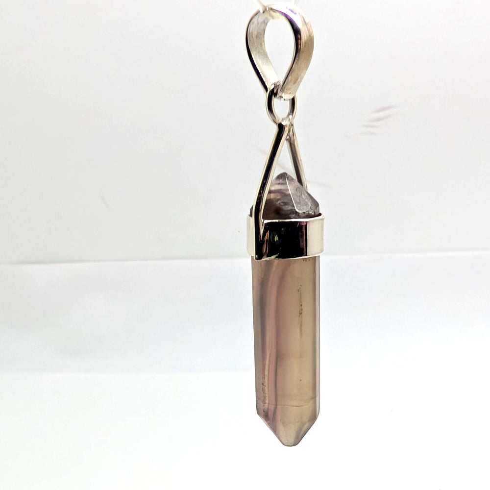 Smoky Quartz Sterling Silver 925 Pendant Hexagonal Point Crystal