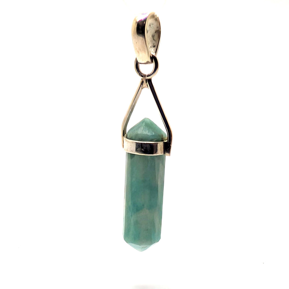 Amazonite Silver Pendant Natural Point Crystal