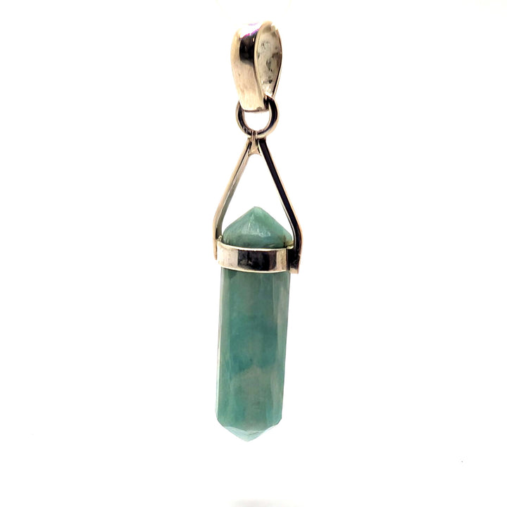 Amazonite Silver Pendant Natural Point Crystal