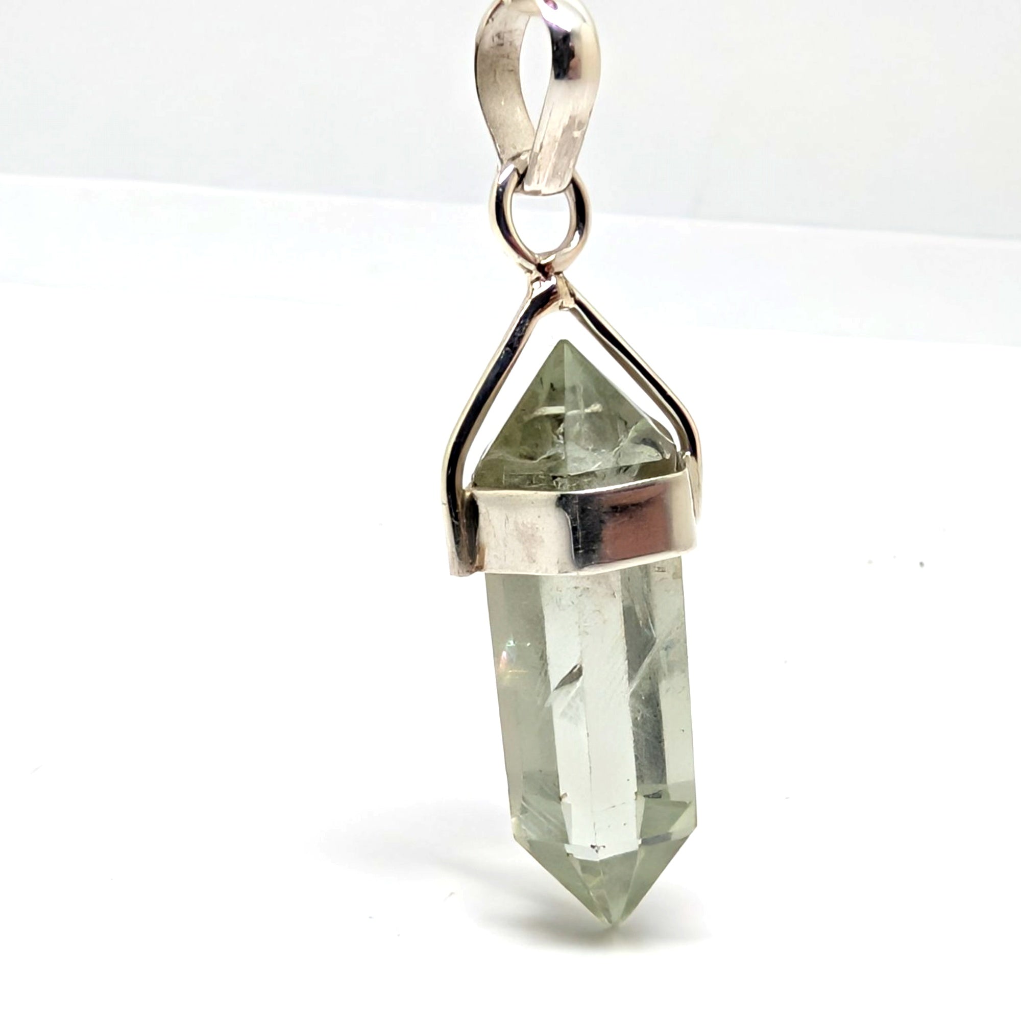 Prasiolite Sterling Silver 925 Pendant Green Quartz Point 3.74g