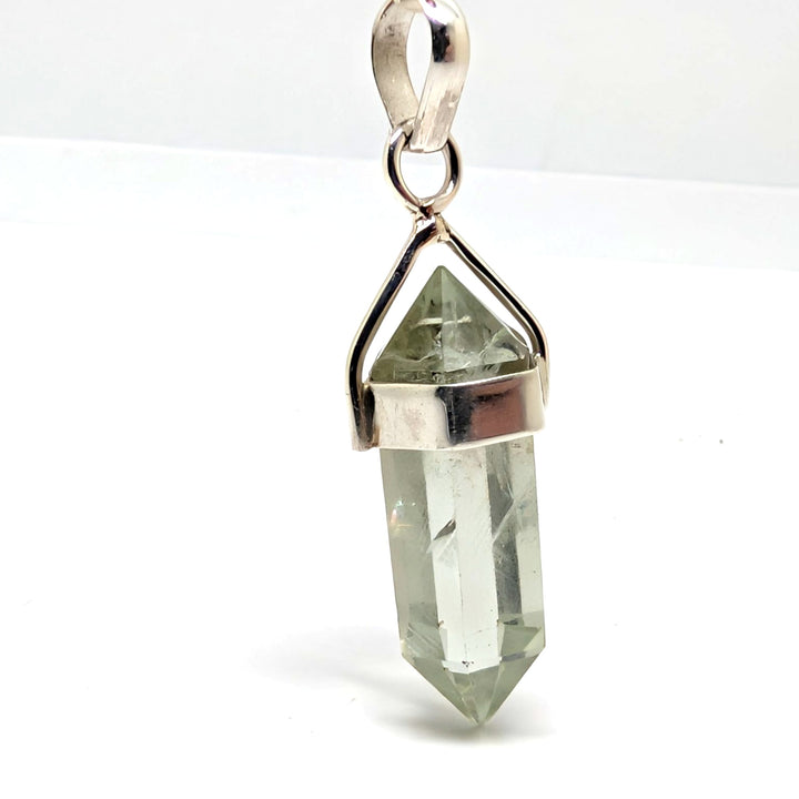 Prasiolite Sterling Silver 925 Pendant Green Quartz Point 3.74g