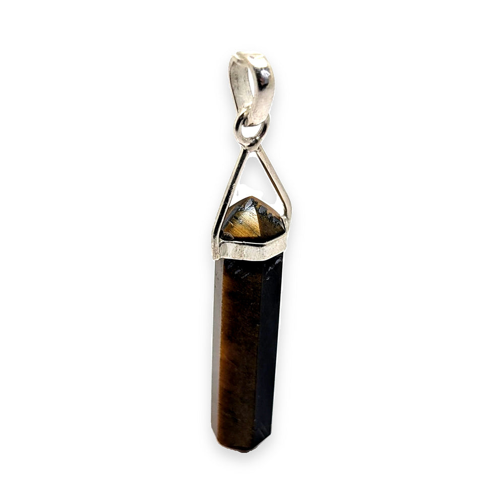 Tigers Eye Silver Point Pendant Double Terminated Crystal