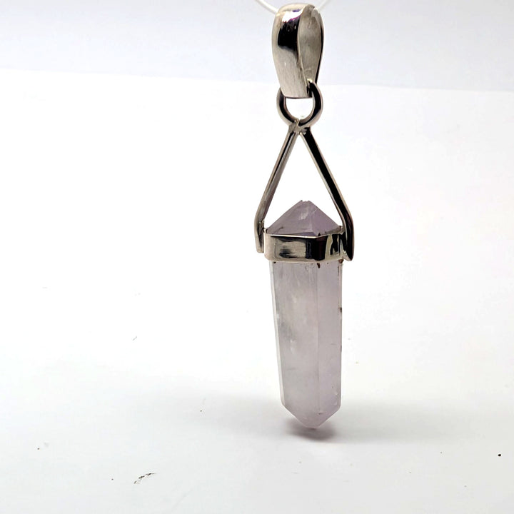 Kunzite Silver Pendant Natural Point Crystal