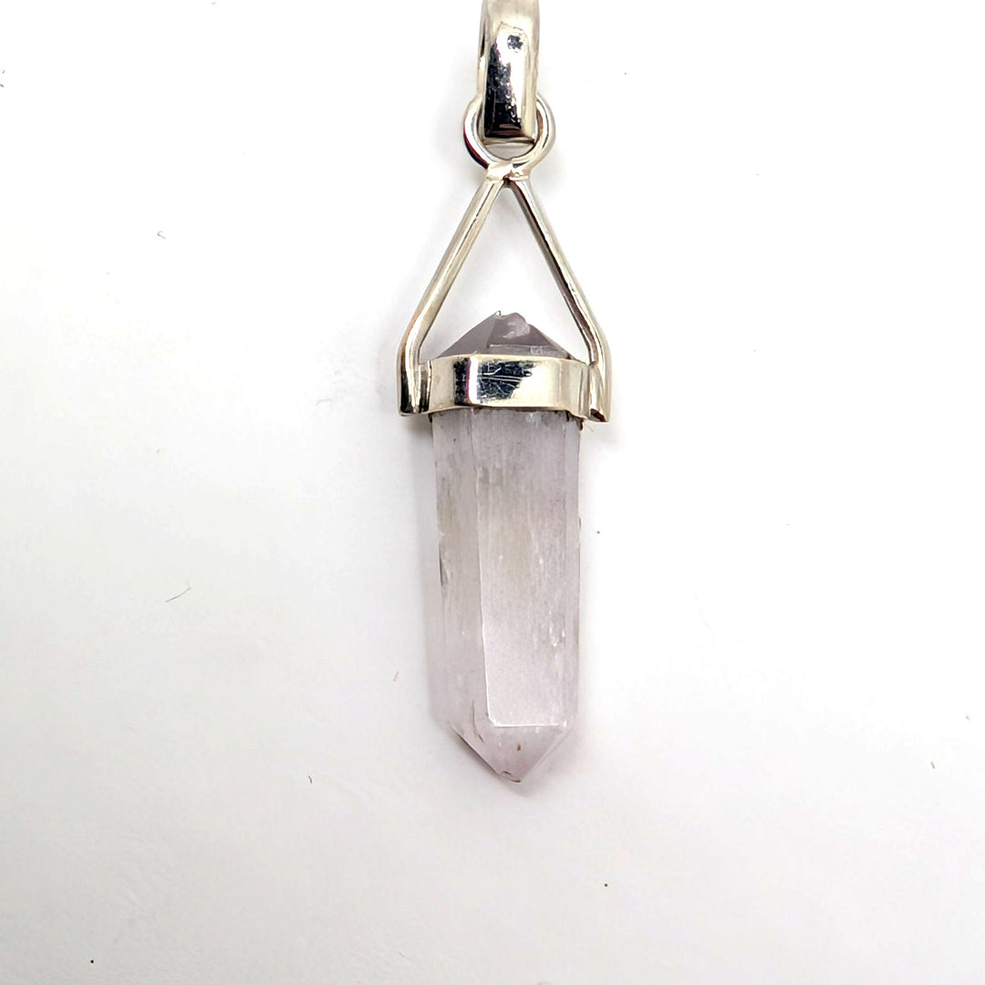 Kunzite Silver Pendant Natural Point Crystal