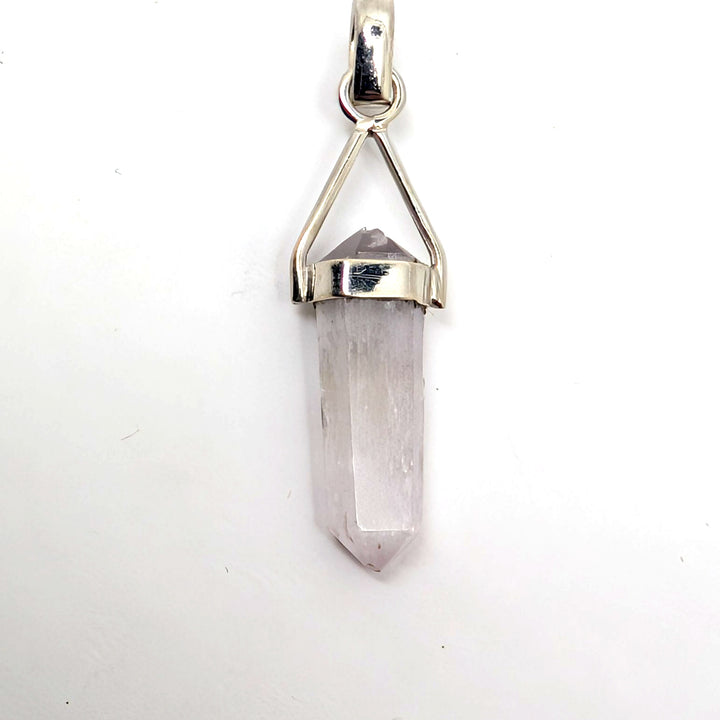 Kunzite Silver Pendant Natural Point Crystal