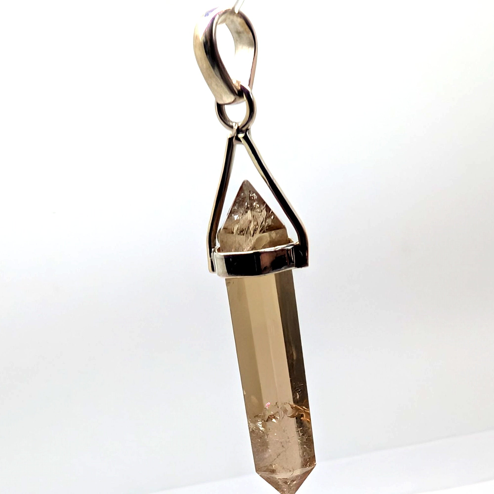 Smoky Citrine Sterling Silver 925 Pendant Hexagonal Point Crystal