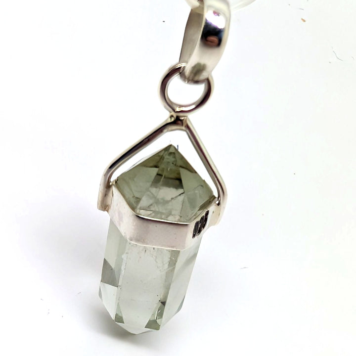 Prasiolite Sterling Silver 925 Pendant Green Quartz Point 3.74g