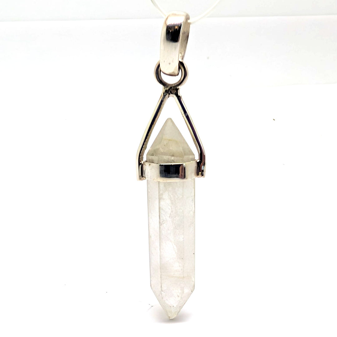 Golden Rutile Silver Point Pendant Double Terminated Crystal