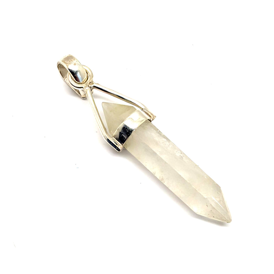 Golden Rutile Silver Point Pendant Double Terminated Crystal