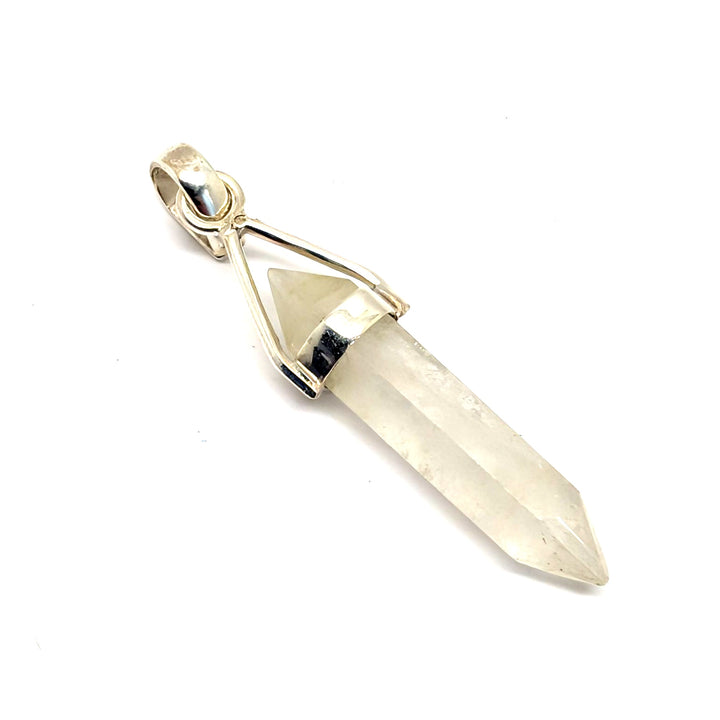 Golden Rutile Silver Point Pendant Double Terminated Crystal