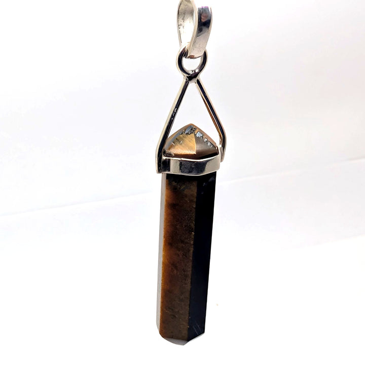 Tigers Eye Silver Point Pendant Double Terminated Crystal
