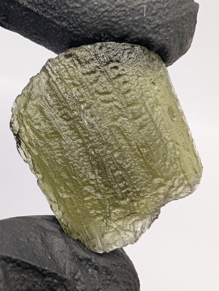 Moldavite Tektite Specimen 4.7g Raw Sculpted Grooved Czech Glass