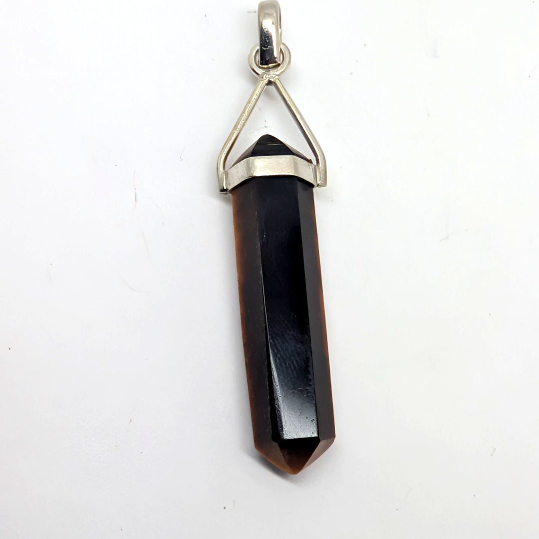 Tigers Eye Silver Point Pendant Double Terminated Crystal