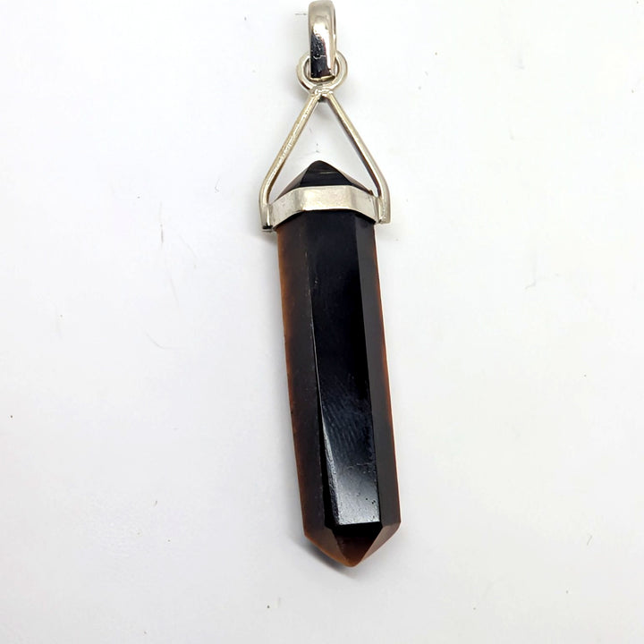 Tigers Eye Silver Point Pendant Double Terminated Crystal