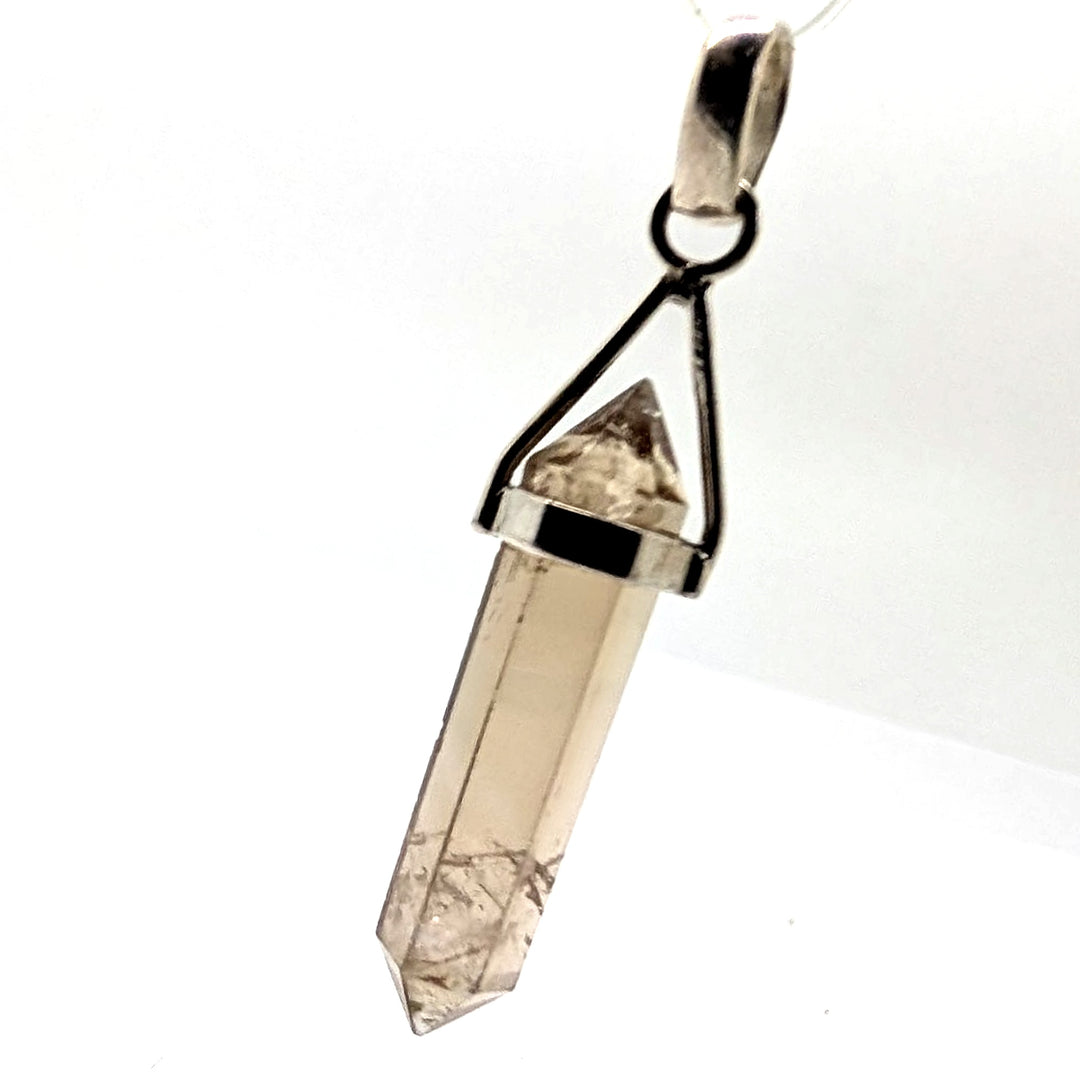Smoky Citrine Sterling Silver 925 Pendant Hexagonal Point Crystal