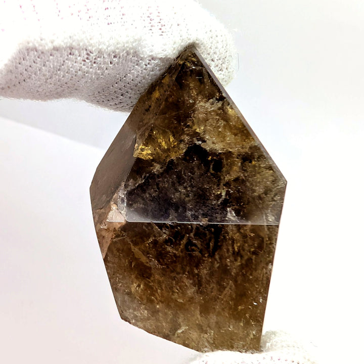 Smoky Golden Healer Quartz Point 25.9g Polished Iron Inclusion Specimen