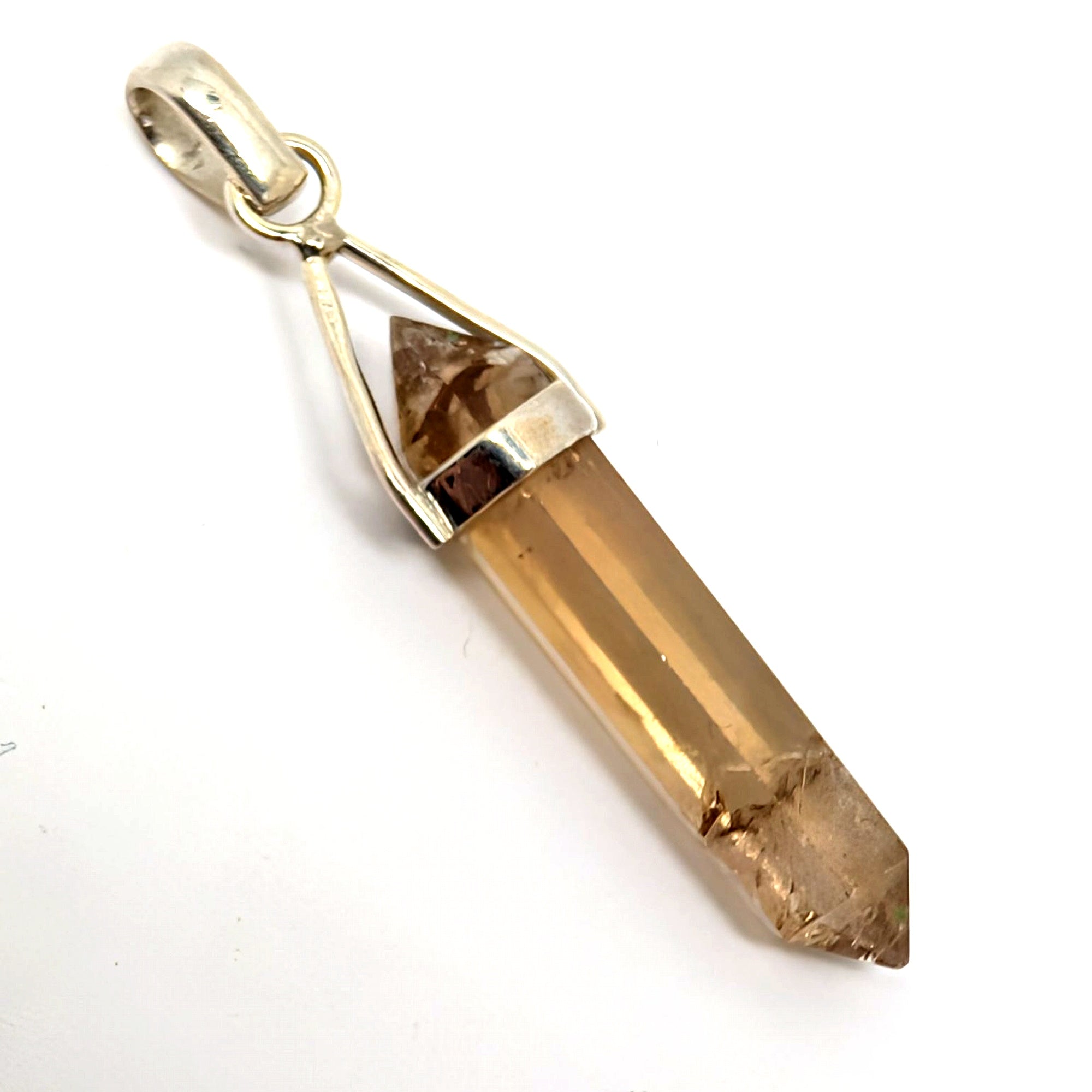 Smoky Citrine Sterling Silver 925 Pendant Hexagonal Point Crystal