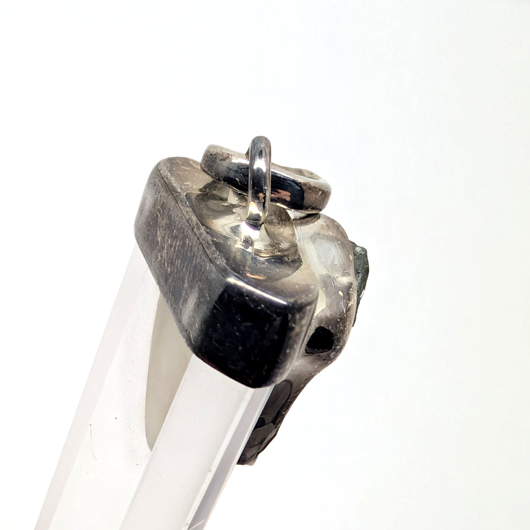 Moldavite & Clear Quartz Point Silver Pendant