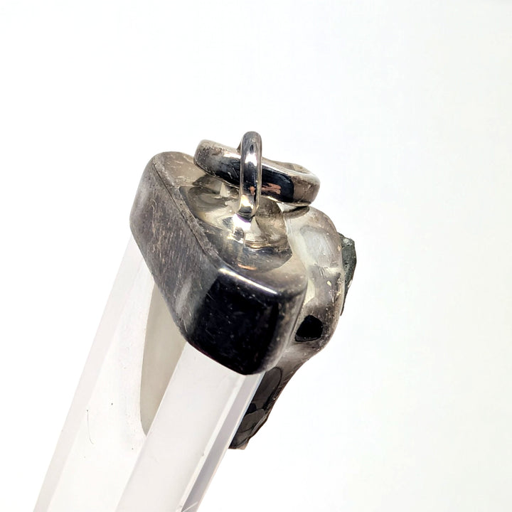 Moldavite & Clear Quartz Point Silver Pendant